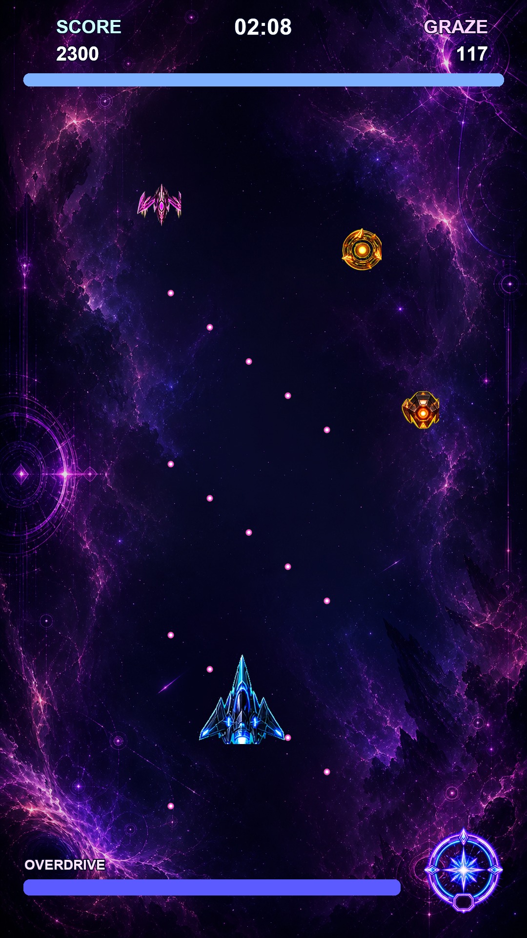 Overdrive screenshot with bullets around the player.